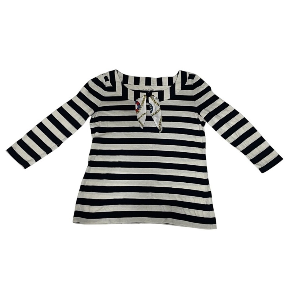 Talbots Blouse Women's Petite Pima Cotton Nautical Coastal Striped Shirt